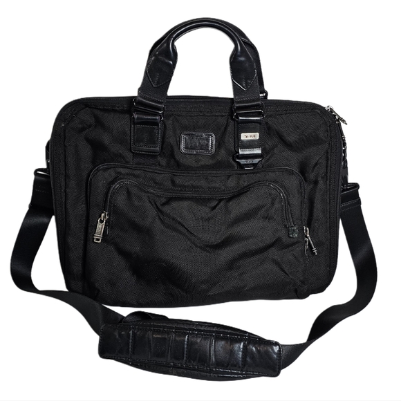 Tumi Alpha Bravo Yuma Slim Brief Messenger Bag Nylon Leather Shoulder Briefcase